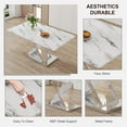 thumbnail image 6 of Sumdeal Dining Table Set for 6,Dining Room Table Set 63" Faux Marble Dining Table with 6 Chairs, Kitchen Dining Table and Chairs Set of 6, 7 Piece Modern Dining Set for Dinner Party,Gray, 6 of 9