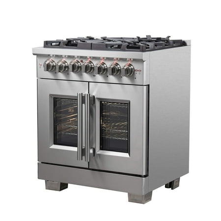 Forno Appliances - Capriasca 4.32 Cu. Ft. Freestanding Dual Fuel Range with French Doors and Convection Oven - Stainless Steel