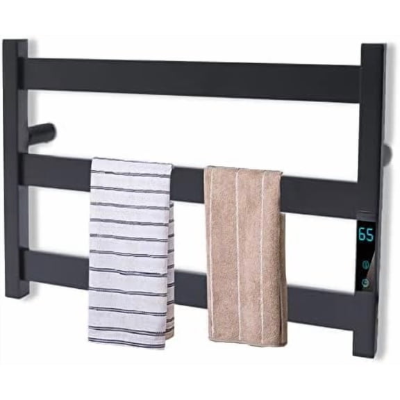 Towel Warmer Rack 3-Bars Stainless Steel Wall Mounted Electric Towel Bar-Rack with Timer&Temperature Control Black Modern Heated Towel Racks Bathroom Heated Drying Rack,Plug-in
