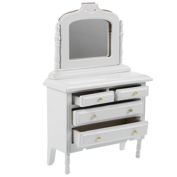 WHAMVOX  Mini Dresser Little Dolls Miniature Vanity Desk Table House Furniture White