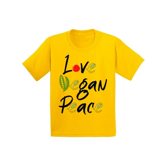 Awkward Styles Love Vegan Peace T-Shirts for Youth Vegetarian Kids T Shirts Clothes for Kids Original Children's Shirts Vegan Kids Fashion Vegetarian Gifts Vegan Friendly Clothing Hey Vegetarians