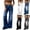 Blue, variant on Womens Vintaeg Jeans High Waist Flare Leg Washed Denim Pants Western Style Jean