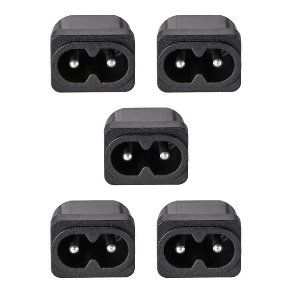 Panel Mount Plug Adapter AC 250V 2.5A C8 2 Pins IEC Inlet Module Plug Power Connector Socket Straight 5pcs
