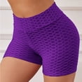 thumbnail image 4 of Audhol Yoga Shorts for Women Women Athletic Active Yoga Short Shorts Booty Shorts Mini Hot Pants Sport Leggings Activewear Workout Sweat Running Shorts with Pockets Women Workout Shorts Purple S, 4 of 6