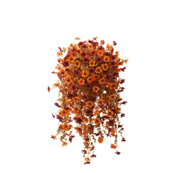 TUWAFE 2026 New Fall Artificial Fake Mums Hanging Flowers Plants Basket for Outdoor Decoration,Faux Silk Daisy Planters Uv Resistant Look Real for Porch Patio Balcony Yard Autumn Decor