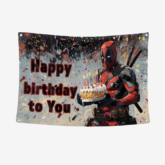 Deadpool Happy Birthday Party Banner Deadpool Party Decoration Supplies 5*3FT/150*100CM