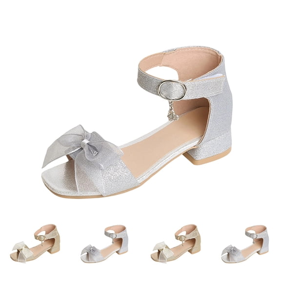 Bixock Toddler Girls Sandals Summer Hollow Out Breathable With Bow Solid Color Heel Non Soft Sole Slide Toddler Sandals Daily Wear Shoes