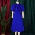 thumbnail image 4 of Dress For Women,Women's Bow Tie Neck Casual Midi Dress Loose Solid Shift Dress, 4 of 8