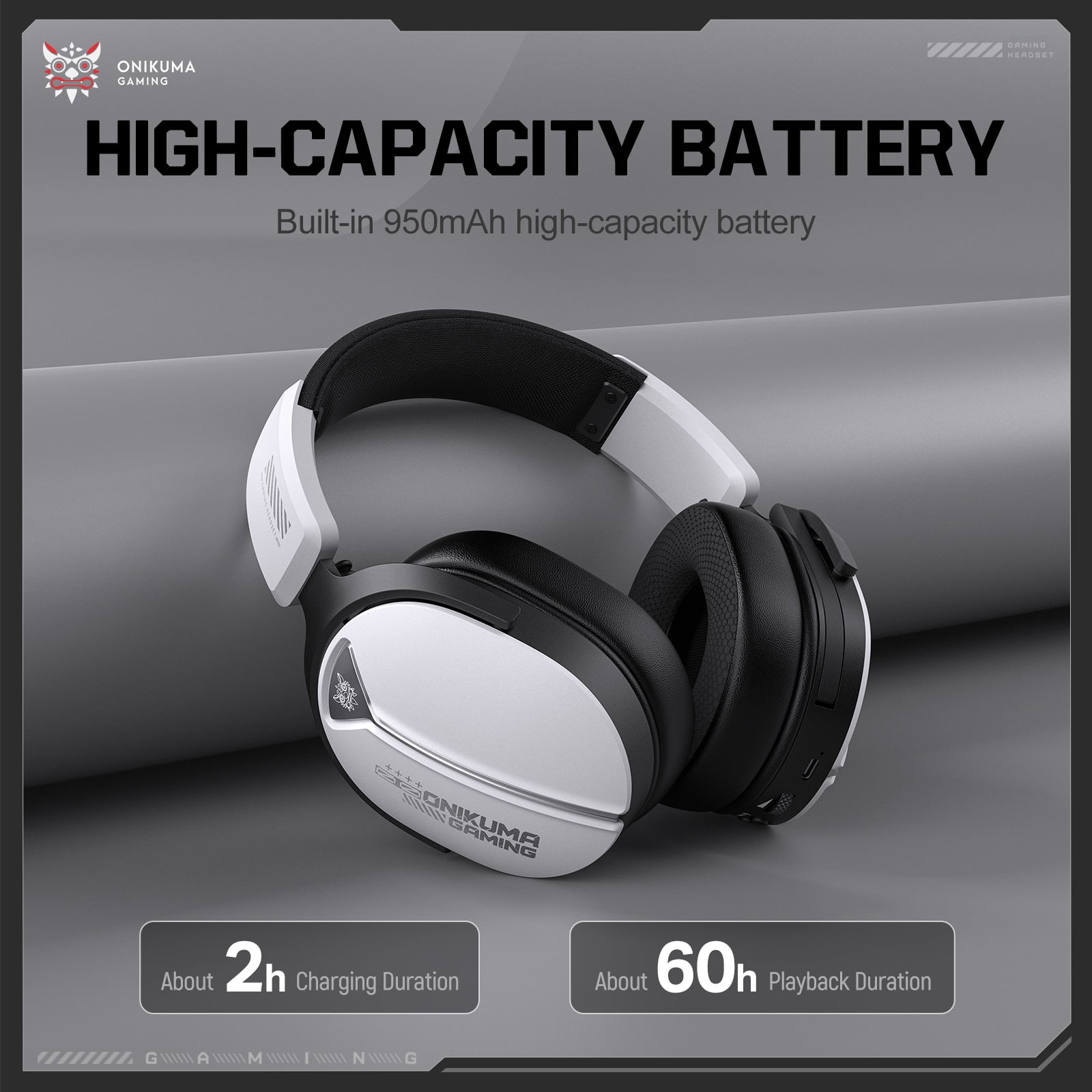 Siivton Wireless Gaming Headset with 60H Playtime, Bluetooth 5.4 & 2.4G Dual Mode, 950mAh Battery, Noise-Canceling Mic for PC,PS4,PS5,Switch,Mobile
