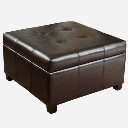 Denton Espresso Bonded Leather Storage Ottoman