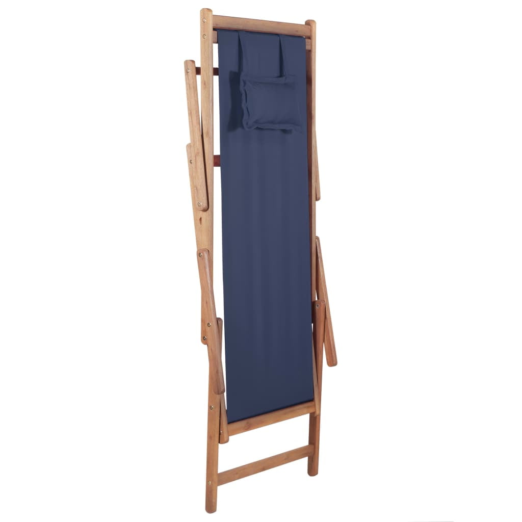 Folding Beach Chair with Pillow, Outdoor Wood Frame Seat Lounge, Patio Portable Lounge Chair-Blue Folding Beach Chair with Pillow, Outdoor Wood Frame Seat Lounge, Patio Portable Lounge Chair-Blue