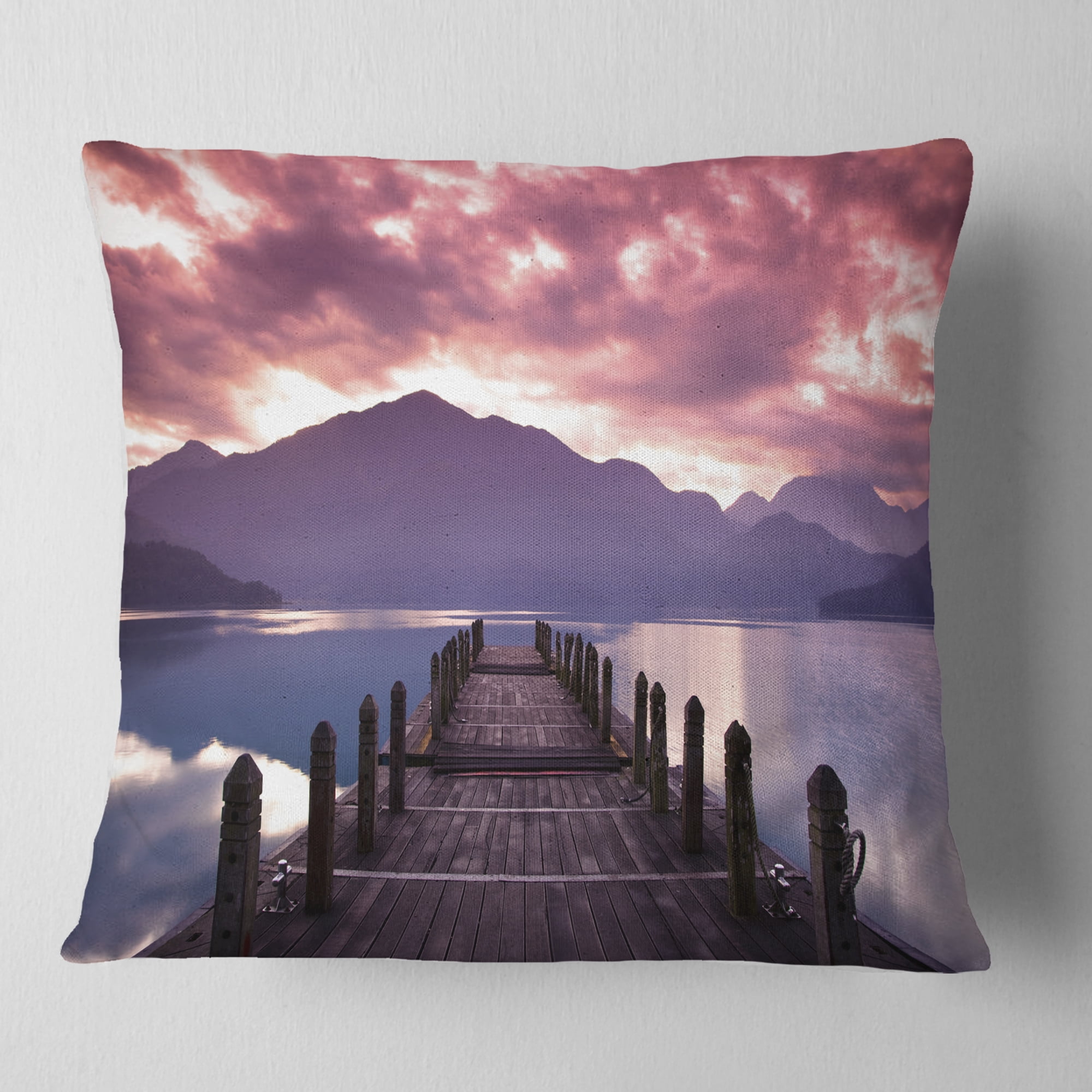 Designart Beautiful Spring Sea at Morning - Photography Throw Pillow - 16x16
