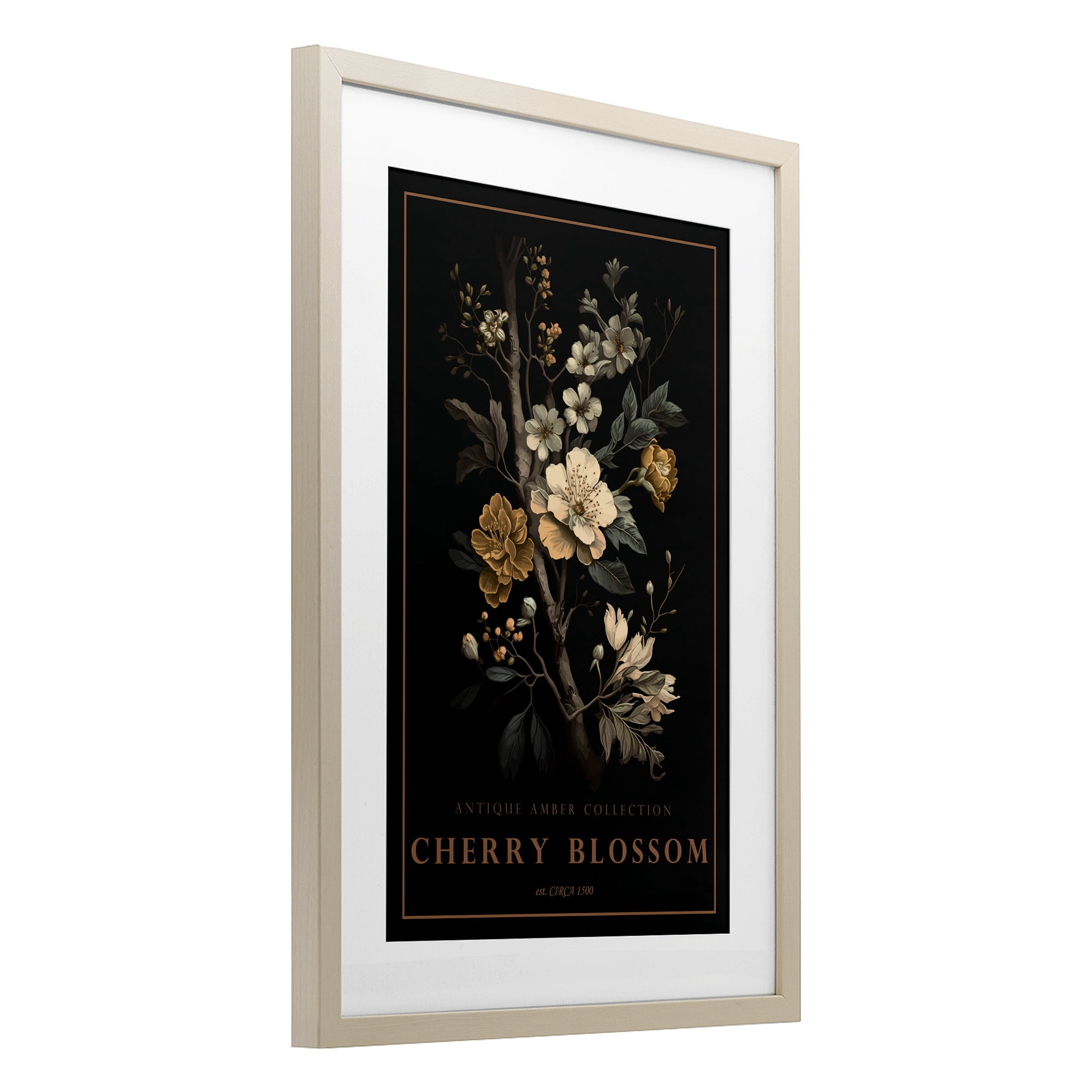 Stupell Industries Antique Cherry Blossom Light Birch Framed Print Under Glass, design by Chris Giampietro