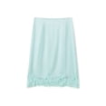 thumbnail image 4 of Mint Green Lace-Trimmed Satin Midi Skirt Elastic Waist Slip Style A-Line For Party Beach Streetwear, 4 of 8