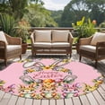 thumbnail image 4 of Happy Eatser Round Area Rug 8Ft Washable Large Circle Rugs for Living Room Dorm, Cute Bunny Colorful Eggs Rustic Flower Plants Pink Non-Slip Carpet Floor Mats Indoor Outdoor Carpet Runner Home Decor, 4 of 8