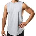 thumbnail image 2 of Njoeus White T Shirts for Men Workout Tops Men's Summer Tank Tops Casual Sports Cotton Sleeveless Vest Basic Tees Tops Gym Workout T-Shirt Summer Tops for Teens, 2 of 4