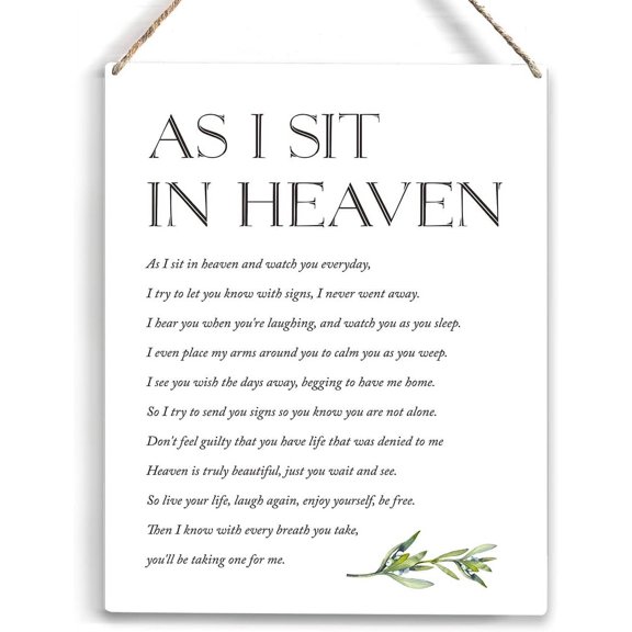 as I Sit in Heaven and Watch You Everyday Wood Sign Rustic Christian Wooden Hanging Plaque for Home Wall Art Decoration 8x10 Inch Present