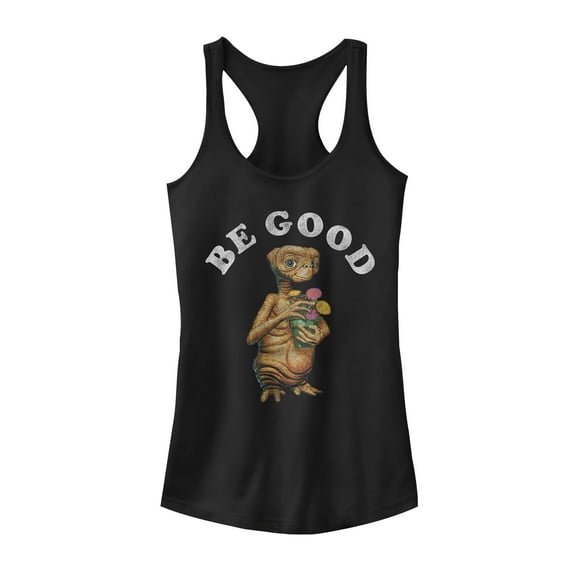 Junior's E.T. the Extra-Terrestrial Be Good Flower Racerback Tank Top Black Large