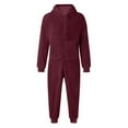 thumbnail image 4 of Abcomgle Girls One Piece Pajamas 10/12 Fuzzy Hooded Kids Onesie Cute Zip Up Jumpsuits for Girls Furry Sherpa Fleece Onesie Rompers Girls Winter Warm Onesie Pajamas Girls,7-8Years,Wine, 4 of 5