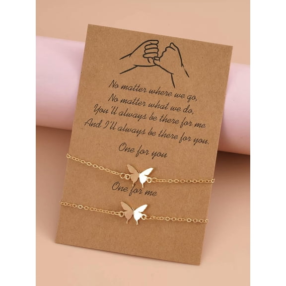 QQTDFG 2pcs Butterfly Decor Bracelet Friendship Bracelet Fashion Jewelry Accessories-default