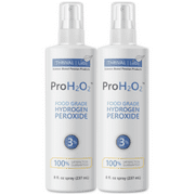 ProH2O2 Food Grade Hydrogen Peroxide 3%, First Aid and Natural Cleaner, Spray Bottle, 8 Fluid Ounces (Pack of 2)