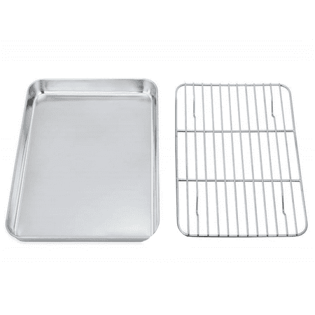 

Tutuviw 12.4 inch Baking Sheet & Rack Set (1 Pan + 1 Rack) Toaster Oven Tray with Cooling Rack Heavy Duty Stainless Steel Cookie Sheets for Kitchen Roasting Healthy & Non Toxic