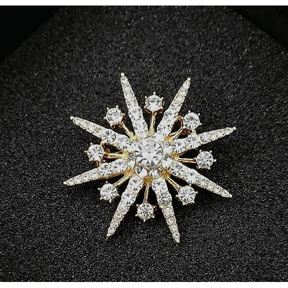 Namzi Women Crystal Big Safety Pin Jewelry Brooch Knit Scarf Lapel or Collar Brooch Pin （Octagonal Gold）