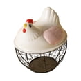 thumbnail image 2 of Cesta de huevo de pollo huevo contenedor titular de alambre de hierro portátil huevo de pollo titular encimera de recogida de huevos cesta para , Cuadrícula negra rosa, 2 of 8