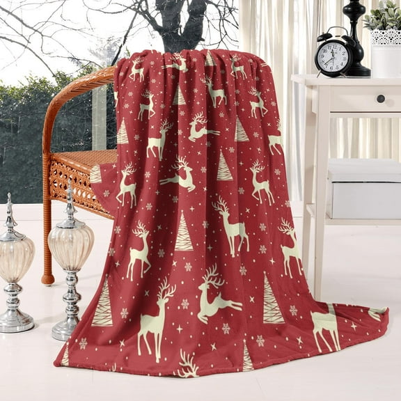 Christmas Blanket Santa Claus Deer Flannel Throw Blanket Soft Plush Snowman Blanket for Couch Sofa Bed Merry Christmas Home Decor 50x60”