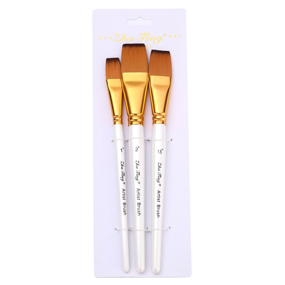 Set De 3 Pinceaux Texture Pour Peinture Acrylique, Huile, Aquarelle - Poils Nylon/Laine - Pour Débutants Et Loisirs Créatifs - 9