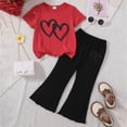 thumbnail image 2 of HCNTES Little Kids 2 Piece Outfits Baby Girls Summer Short Sleeve T-Shirts and Pants Set Fashion Clothing Sets Girls School Clothes Age 3-7Y(D01-H,2-3 Years), 2 of 4