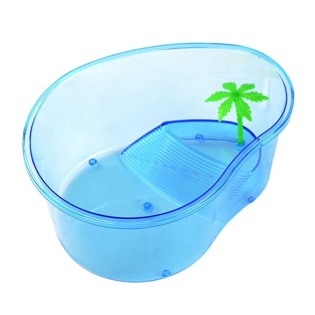 Minkissy Transparent Sky Blue Plastic Turtle Cage Multi-Function Tank for Pet Reptile Breeding