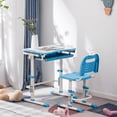 thumbnail image 6 of Kids Desk and Chair Set, Height Adjustable School Student Desk, Children Writing Study Table with Bookstand, Drawer Storage, 45°Tilted Desktop, 6 of 6