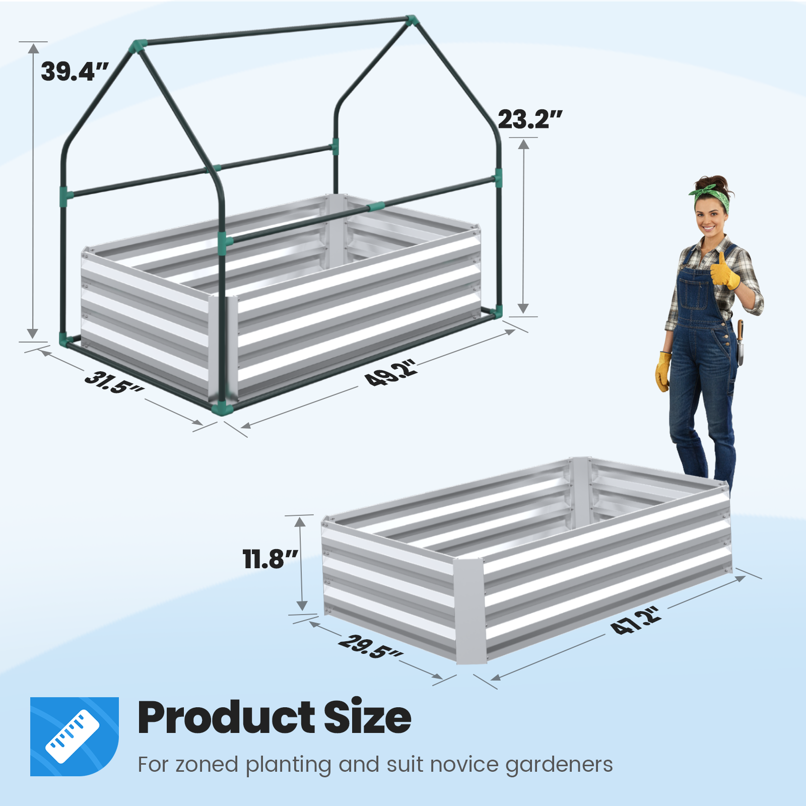 Quictent Raised Garden Bed with Greenhouse, 49x37x36in photo 2
