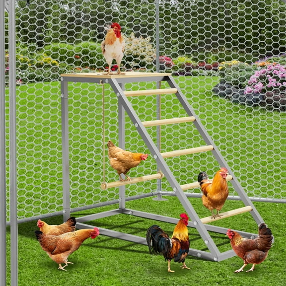 Roromall Chicken Perch for Coop, Chicken Roosting Bars with Swing and Ladder Design for Backyard Farm, Roosting Bars for Chickens in Coop, Easy Installation
