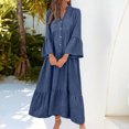thumbnail image 2 of Lnmiateer Women Flowy Tiered Ruffle Maxi Dress V Neck Bell Sleeve Solid Soft Breathable Sundress for Beach Holiday Weekend Casual Outfit, 2 of 5