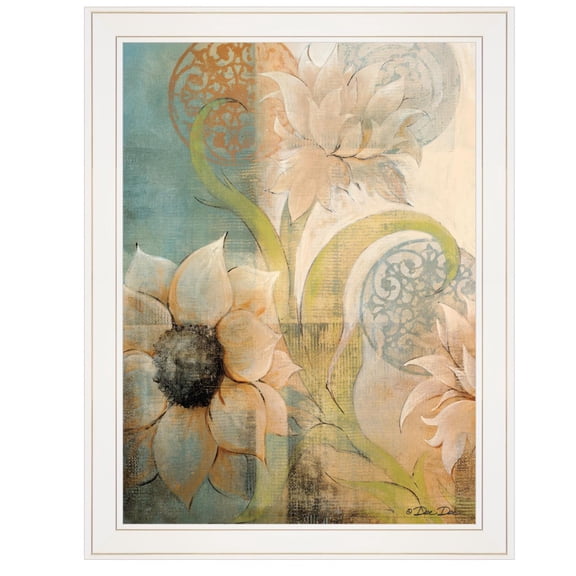 Trendy Decor4U "Meandering Flowers I" by Dee Dee, Ready to Hang Framed Print, White Frame