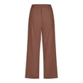 thumbnail image 5 of EHQJNJ Slacks for Women Dressy Casual Petite Women Comfortable High Waisted Wide Leg Pants Drawstring Elastic Trousers Comfy Straight Leg Long Pants with Pockets, 5 of 5