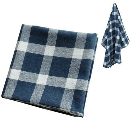 

Premium Dish Towels for Kitchen Blue Checked Napkin Heavy Duty Absorbent 100% Cotton 410 GSM Terry Kitchen Towels 18x27.5 Inch (Blue)