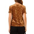 thumbnail image 3 of INSPIRE CHIC Women's Party Velvet Top Crew Neck Short Sleeve Casual T-Shirt XS Brown, 3 of 8