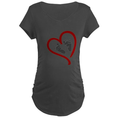 

CafePress - Baby Heart Feet Red - Maternity Dark T-Shirt