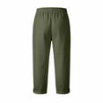 thumbnail image 4 of JJHGVB capris pants women's capris Cropped Pant gaucho pants for women Drawstring Pants Casual Loose Pants capri lounge pants mid-calf length Slacks Straight Leg Pants High Waist Green M, 4 of 4