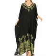 thumbnail image 5 of Sakkas Leonor Women's Boho Casual Long Maxi Caftan Dress Kaftan Cover-up LougeWear - 6-BlackGreen - One Size, 5 of 5