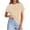 Khaki #11, variant on WULMLEO Women's Rolled Cuff Crew Neck T-Shirt Soft Cotton Casual Short Sleeve Tops for Summer Daily Wear Beach Vacation Yellow M