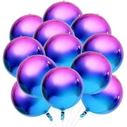 , Purple Galaxy Balloons - 22 Inch, Pack of 12 | Round 4D Metallic Balloon for Galaxy Birthday Party Decorations | Iridescent Balloon | Purple and Blue Balloons for Mermaid Party Decorations