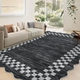 thumbnail image 2 of Modern Geometric Scalloped Area Rug, 2*6ft/4*6ft/5*7ft/6*9ft/8*10ft/9*12ft/10*13ft Washable Rugs for Living Room Stain Resistant Throw Carpet with Non-Slip Backing Non Shedding Floor Cover for Bedroom, 2 of 9