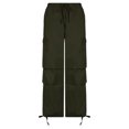 thumbnail image 6 of Cargo Pants Women Low Waist Loose Casual Baggy Wide Leg Sweatpants Drawstring Hippie Jogger Trousers Streetwear, 6 of 7