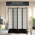 thumbnail image 6 of Red Lantern 7 ft. Tall Window Pane Shoji Screen - Black - 4 Panels, 6 of 7
