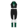 thumbnail image 3 of YiZYiF Kids Girls Metallic Shiny Dance Leotard Plaid Patchwork Gymnastics Unitards One Piece Green 12, 3 of 5