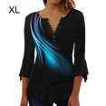 thumbnail image 5 of Qarigey 3/4 manga Tops Swing camiseta verano túnica lavable atractivo exquisito multicolor señoras moda Chic playa Prendas para la parte del cuerpo Azul oscuro SG, 5 of 5